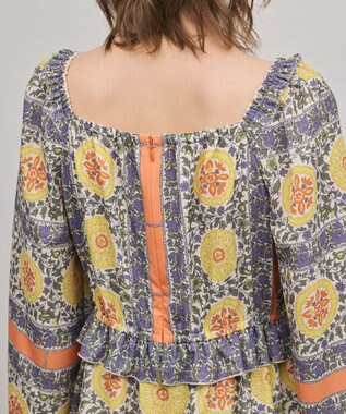 GRACE CONTINENTAL フラワープリントレースアップワンピース オレンジ