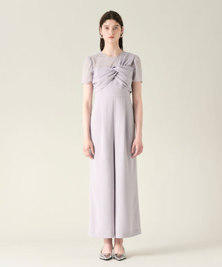 GRACE CONTINENTAL ドレープリボンサロペット グレー