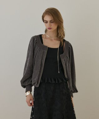 GRACE CONTINENTAL バルーンモールカットカーディガン グレー