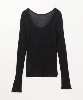 GRACE CONTINENTAL ラメシアーリブニットトップ ブラック