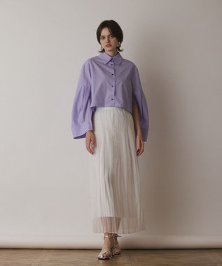 GRACE CONTINENTAL オーガンスパンコールスカート ホワイト