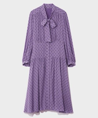 GRACE CONTINENTAL ドットラメジャガードドレス パープル
