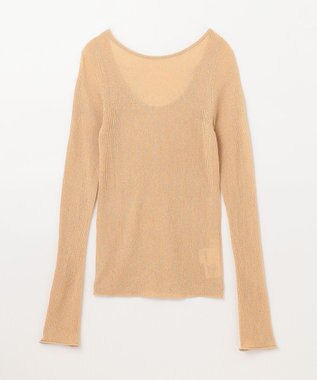 GRACE CONTINENTAL ラメシアーリブニットトップ ベージュ