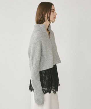 GRACE CONTINENTAL 畦zipニットトップ グレー