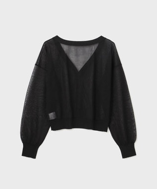 GRACE CONTINENTAL ブライトシアーニットカーディガン ブラック