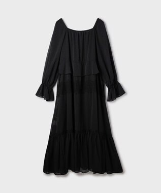 GRACE CONTINENTAL レースコンビカットジャガードワンピース ブラック