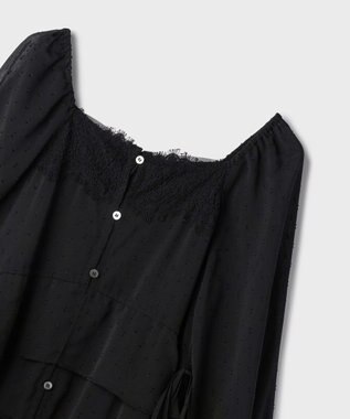 GRACE CONTINENTAL レースコンビカットジャガードワンピース ブラック