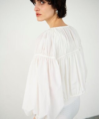 GRACE CONTINENTAL ギャザータフタブルゾン ホワイト