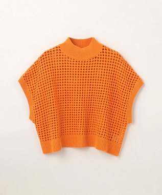 GRACE CONTINENTAL メッシュルーズニットトップ オレンジ