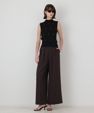 GRACE CONTINENTAL ビジューリブニットトップ ブラック