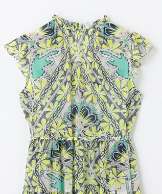 GRACE CONTINENTAL シフォンプリントティアードワンピース イエロー