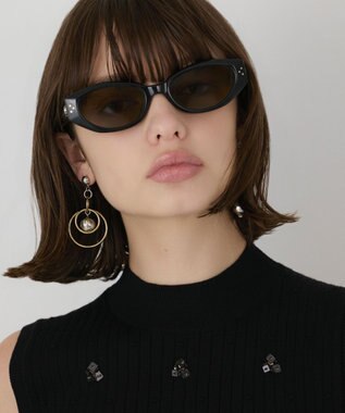 GRACE CONTINENTAL ビジューリブニットトップ ブラック