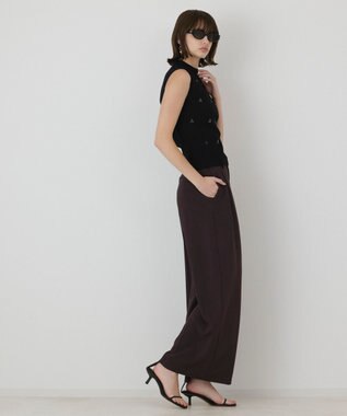 GRACE CONTINENTAL ビジューリブニットトップ ブラック