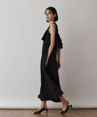 GRACE CONTINENTAL サテンレイヤードワンピース ブラック