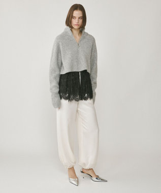 GRACE CONTINENTAL 畦zipニットトップ グレー