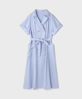 GRACE CONTINENTAL リネンタッチミリタリードレス サックス