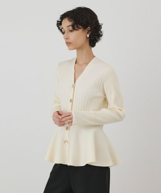 GRACE CONTINENTAL ペプラムリブニットカーディガン キナリ