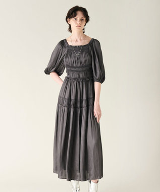 GRACE CONTINENTAL スクエアギャザーワンピース グレー