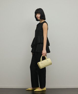 GRACE CONTINENTAL トリアセ麻調テーパードパンツ ブラック