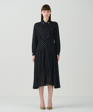 GRACE CONTINENTAL ドットラメジャガードドレス ブラック