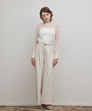 GRACE CONTINENTAL シアーハイネックニットトップ ホワイト