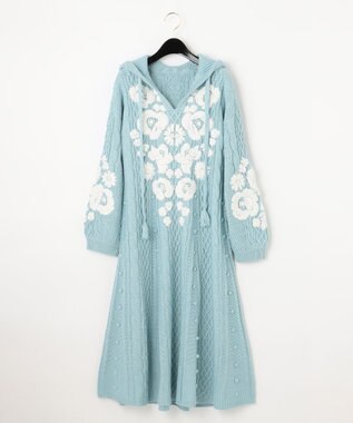フラワー刺繍フレアニットワンピース Grace Continental Grace Continental グレースコンチネンタル 通販