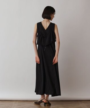 GRACE CONTINENTAL サテンレイヤードワンピース ブラック