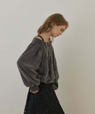 GRACE CONTINENTAL バルーンモールカットカーディガン グレー