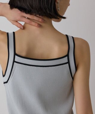 GRACE CONTINENTAL バイカラーリブニットトップ ブルー