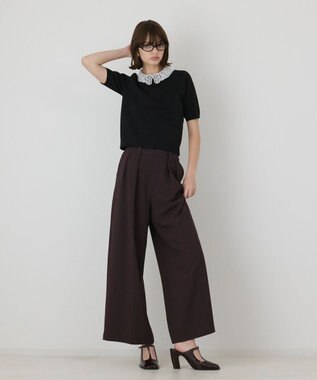GRACE CONTINENTAL レースカラーラメニットトップ ブラック