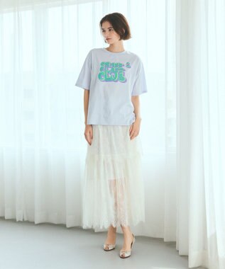 GRACE CONTINENTAL グラフィティプリントTシャツ グレー