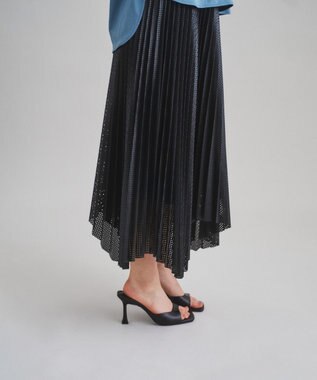 パンチングスカート●GANNI●スタイリング超しやすい●ブラック Black Black Duchesse Nylon Pleated Mini Skirt | GANNI US