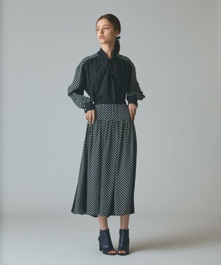GRACE CONTINENTAL ドットコンビスカート ブラック