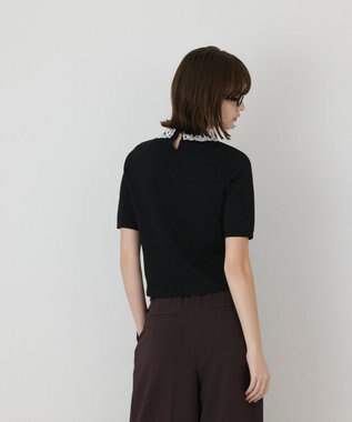 GRACE CONTINENTAL レースカラーラメニットトップ ブラック