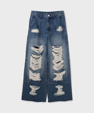 GRACE CONTINENTAL ハードクラッシュデニムパンツ インディゴ