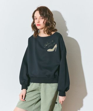 GRACE CONTINENTAL モチーフ刺繍スウェットトップ ブラック