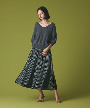 GRACE CONTINENTAL ドットコンビスカート ブラック