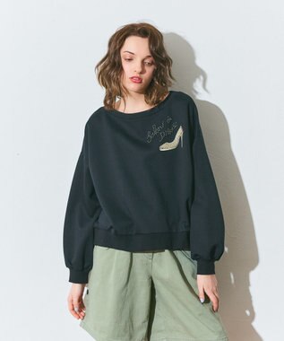 GRACE CONTINENTAL モチーフ刺繍スウェットトップ ブラック