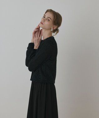 GRACE CONTINENTAL ラメフェザ－ニットカーディガン ブラック