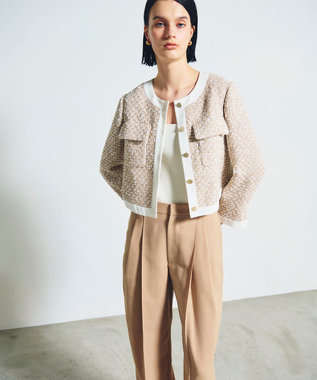 GRACE CONTINENTAL ツイードトリミングジャケット ベージュ