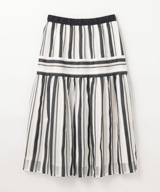 GRACE CONTINENTAL マルチシアーストライプスカート ブラック