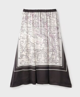 GRACE CONTINENTAL パリスカーフプリントスカート ブラック