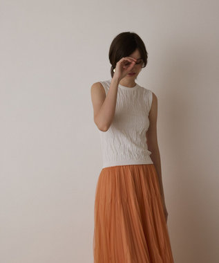 GRACE CONTINENTAL モノグラムニットトップ ホワイト