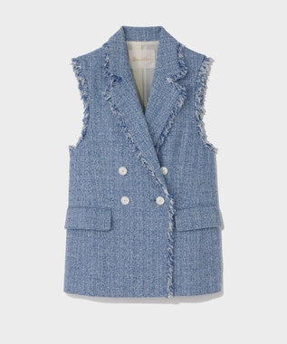 GRACE CONTINENTAL シャンブレーツイードジレ ブルー