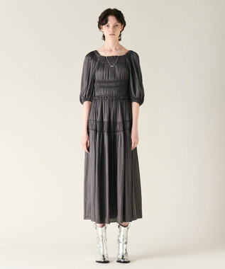 GRACE CONTINENTAL スクエアギャザーワンピース グレー
