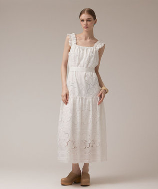 GRACE CONTINENTAL カットワーク刺繍ワンピース ホワイト