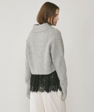 GRACE CONTINENTAL 畦zipニットトップ グレー