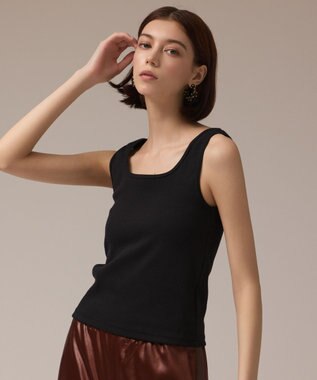 GRACE CONTINENTAL テレコリブトップ ブラック