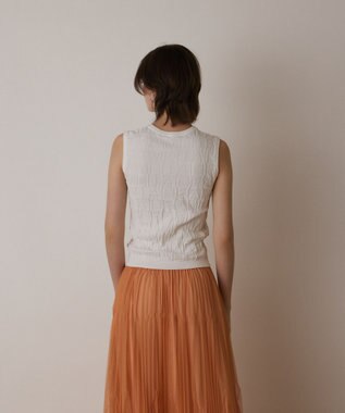 GRACE CONTINENTAL モノグラムニットトップ ホワイト