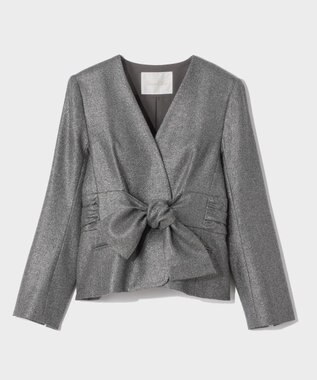 GRACE CONTINENTAL ラメWOOLボウジャケット グレー